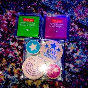 Stamp pack with ink and stamps 3 pack